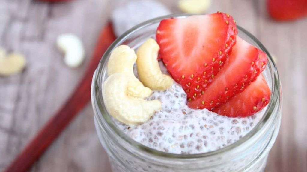 10, Coconut Cashew Chia Pudding with Strawberries